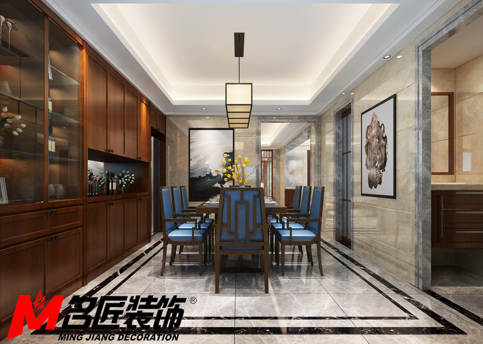 新中式风格室内装修设计效果图-佛山御景江南三居133平米